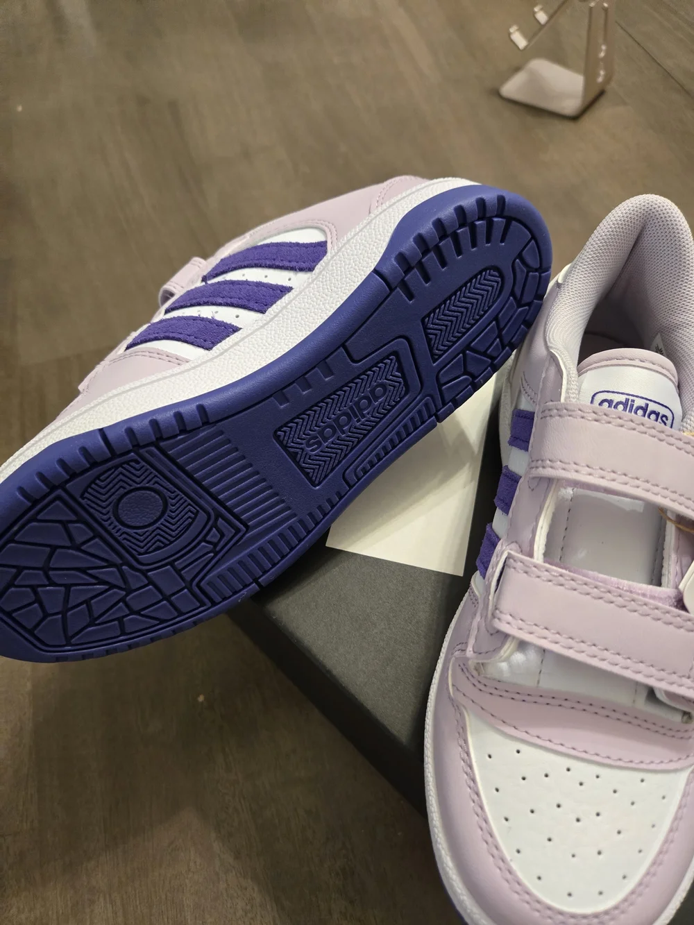 adidas Kids Double-Strap Sneakers - Lavender and White